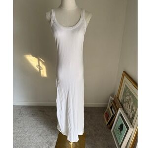 Vitamin A West White Ribbed Tank Maxi Dress Sleeveless Casual Beach Summer Small